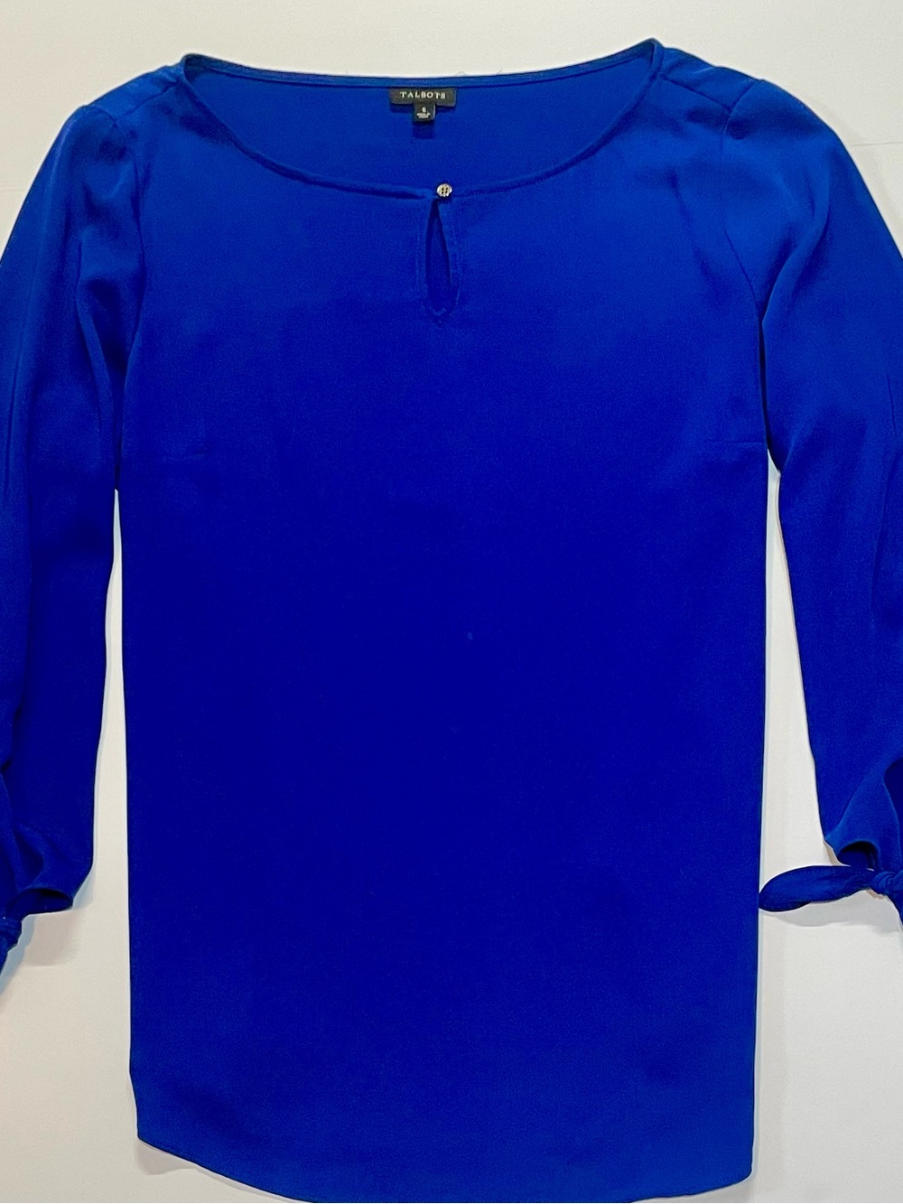 Talbots Blue Tie-Sleeve Blouse Small